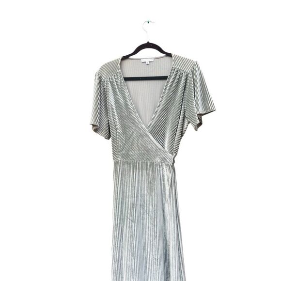 Baltic Born Women's Maxi Wrap Dress Meghan Ribbed Velvet Sage Green Sz XL - Picture 2 of 5